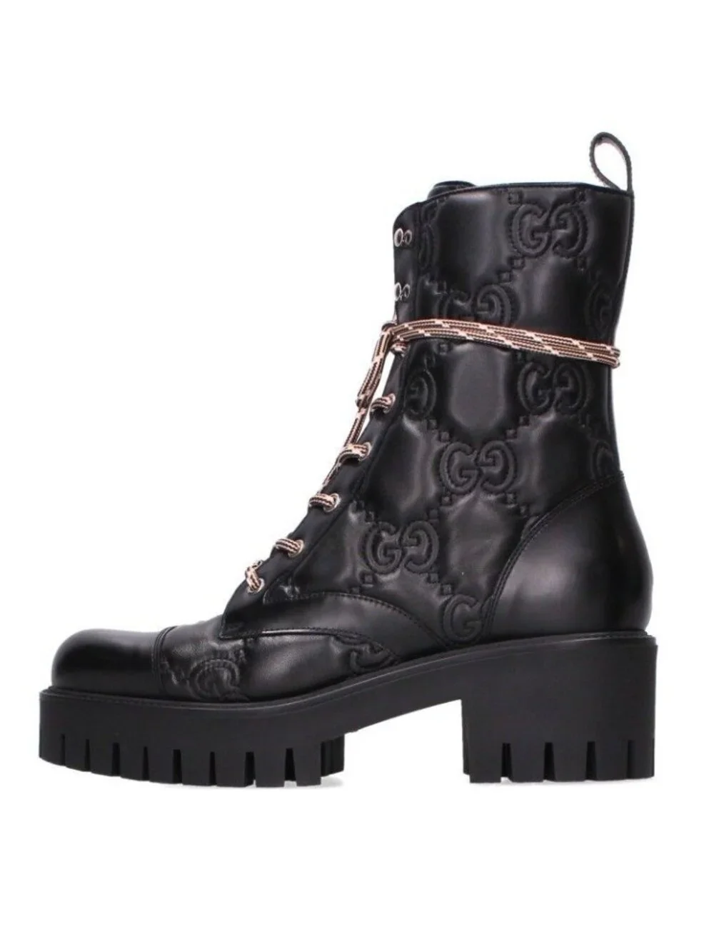 Gucci GG Matelasse Lace Up Boots